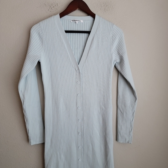 Reformation Bruni Cotton Sweater Dress in Powder size S NWOT - Picture 5 of 10